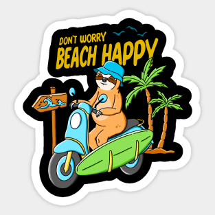 Sloth Happy Beach Sticker